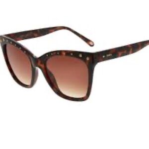 Fossil FW171 Cat-eye Brown Tortoise with Gold Stud Accents Sunglasses